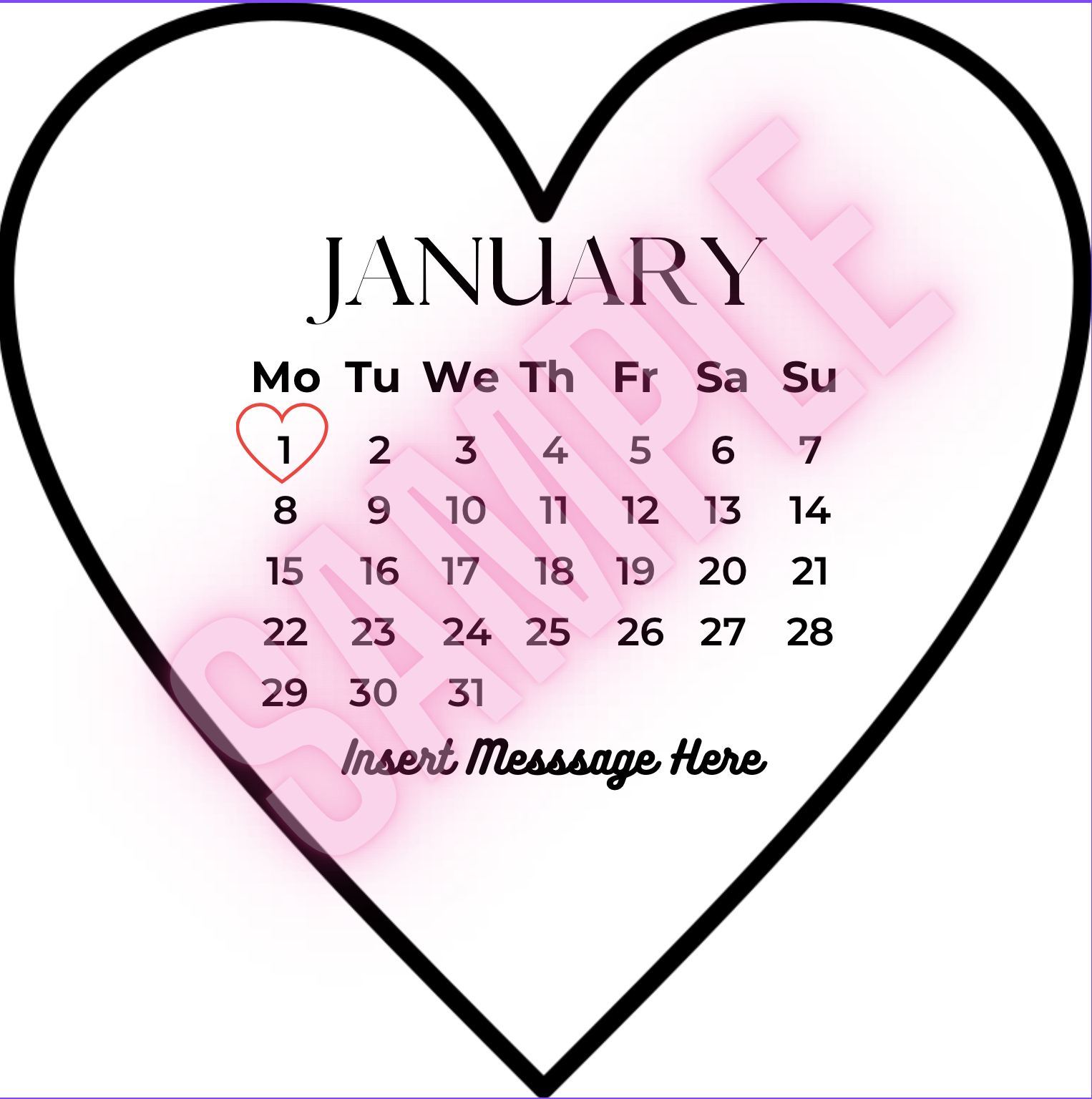 Customizable Cake Calendar Template — Pink Sugar Pastries